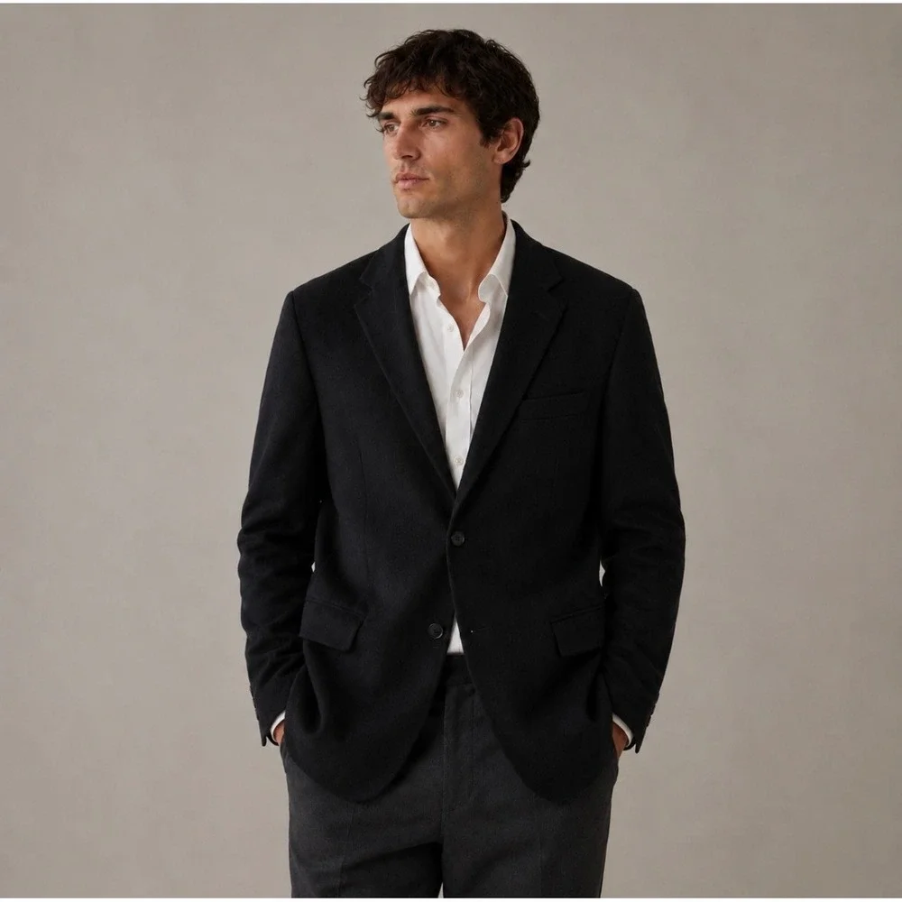 Jos. A. Bank Blazer Mens Black 100% Cashmere Two Button Sport Coat 50R
